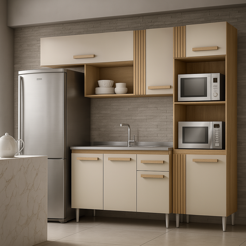 Cozinha compacta com balcão Vitória
